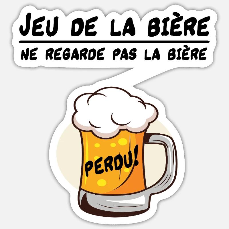 jeu de la biere - Sticker taille S (10 x 10 cm) - blanc mat