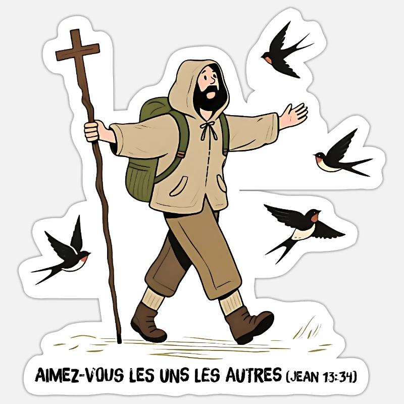 Pilger, liebt einander - Sticker Größe S (10 x 10 cm) - Mattweiß