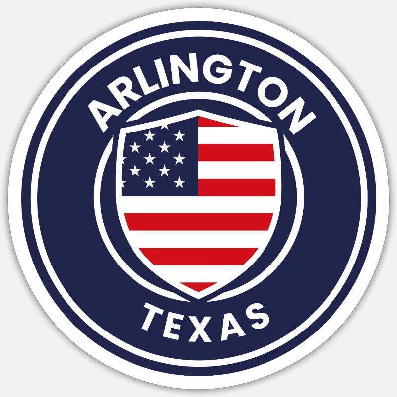 Emblème d’Arlington, Texas, avec drapeau Sticker taille S (10 x 10 cm)