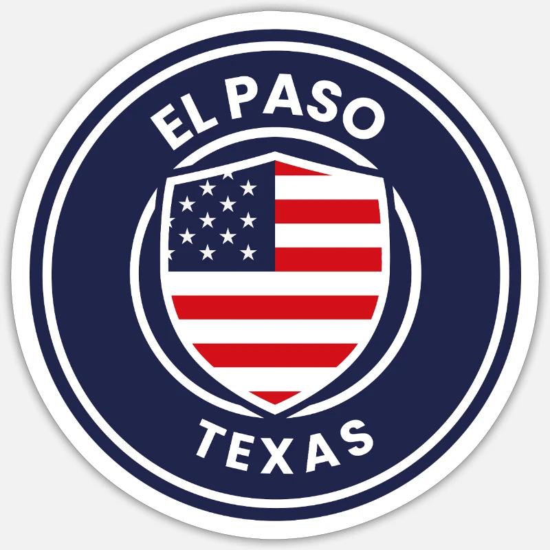 Bouclier du drapeau d’El Paso, Texas, Sticker taille S (10 x 10 cm)