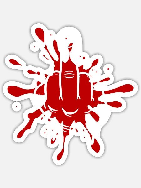 Mittelfinger Hand Rote Farbspritzer - Sticker Größe S (10 x 10 cm) - Mattweiß