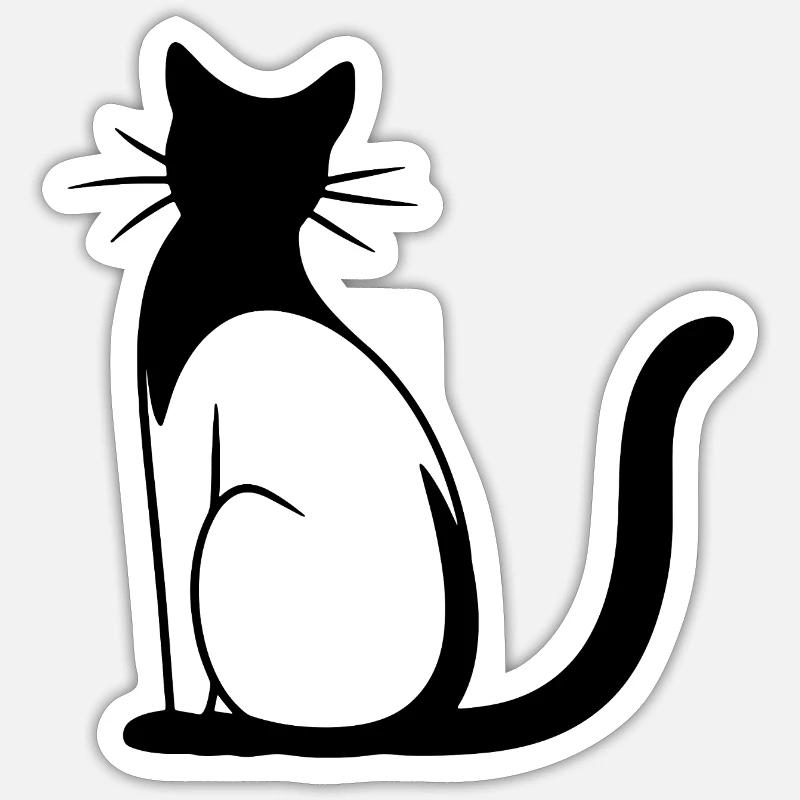 Dessin de chat - Sticker taille S (10 x 10 cm) - blanc mat