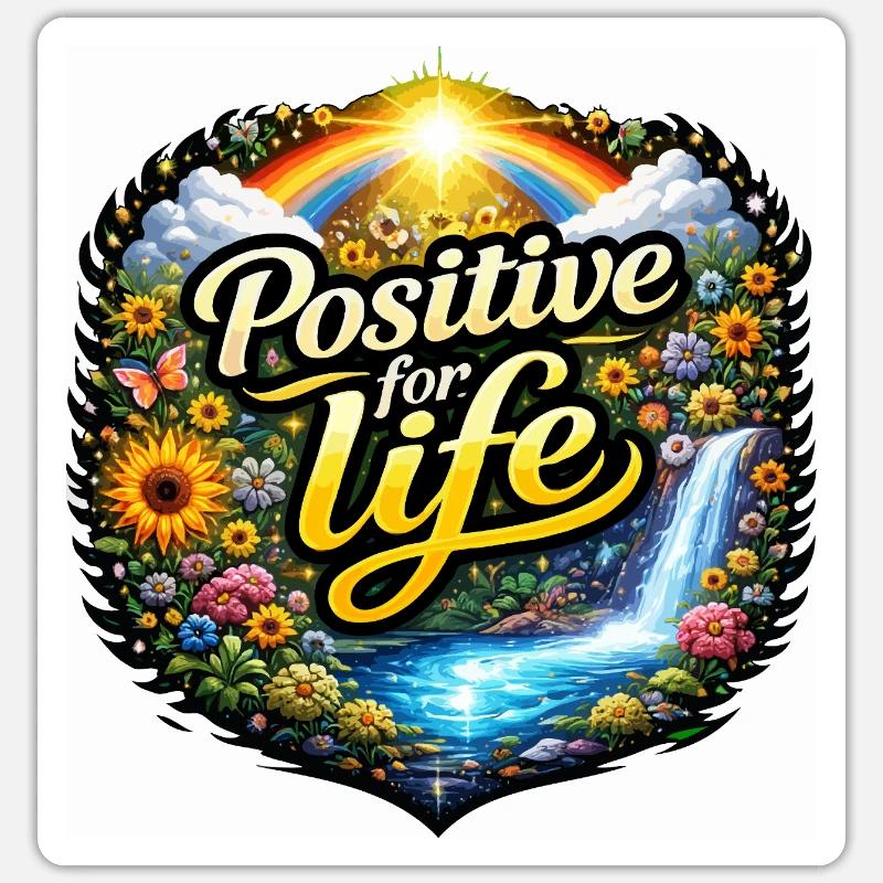 Positif à vie - Sticker taille S (10 x 10 cm) - blanc mat