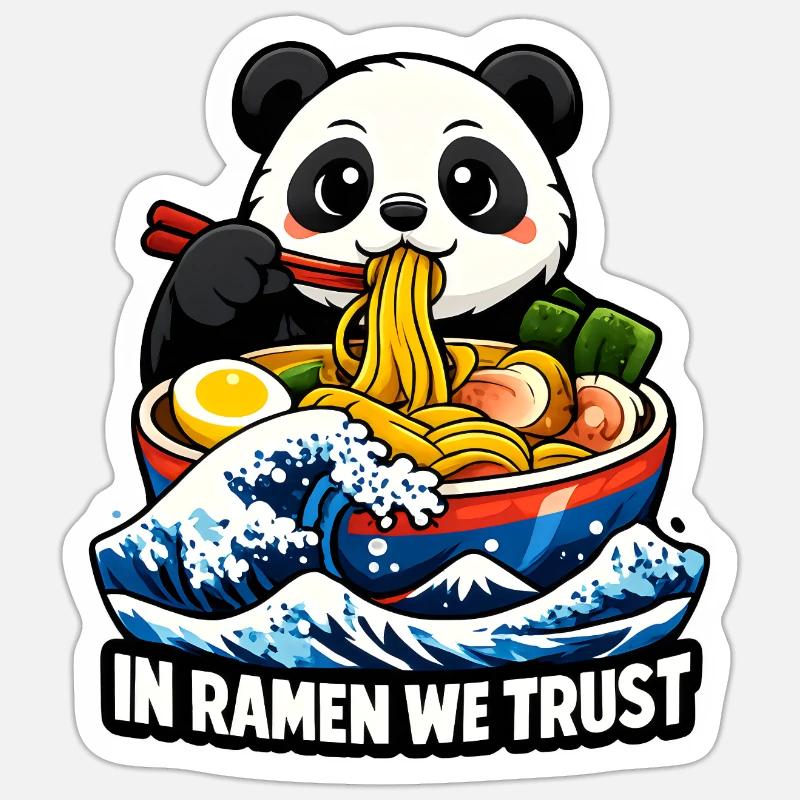 Panda In Ramen We Trust - Sticker size S (10 x 10 cm) - white matte