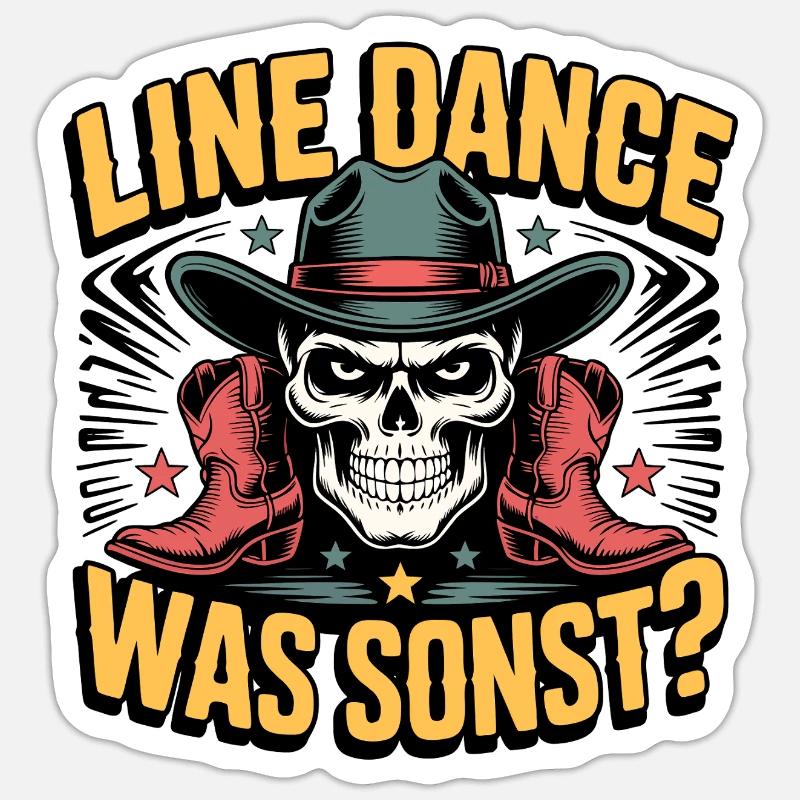Line Dance Skeleton Western Shirt - Sticker size S (10 x 10 cm) - white matte