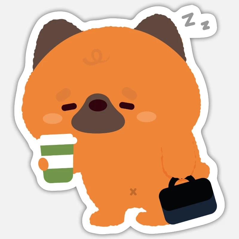 Sleepy German Shepherd Coffee Sticker size S (10 x 10 cm)