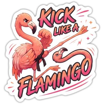Les proverbes du karaté des Flamants roses donnent des coups de pied comme un flamant rose - Sticker taille S (10 x 10 cm) - blanc mat - Devant