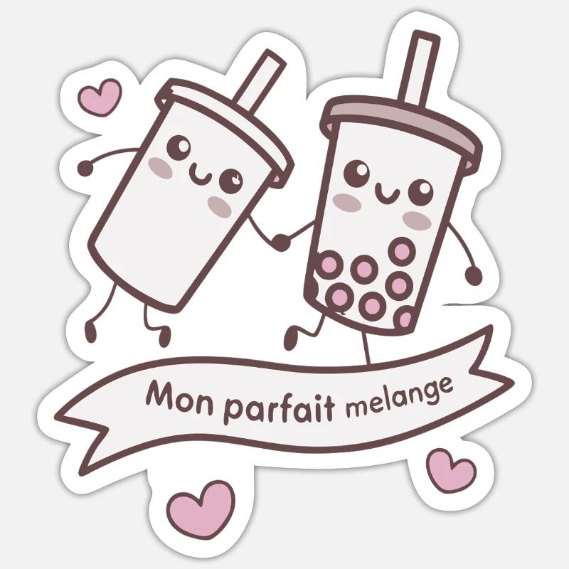 Parfait Mélange Bubble Tea Kawaii Sticker taille S (10 x 10 cm)