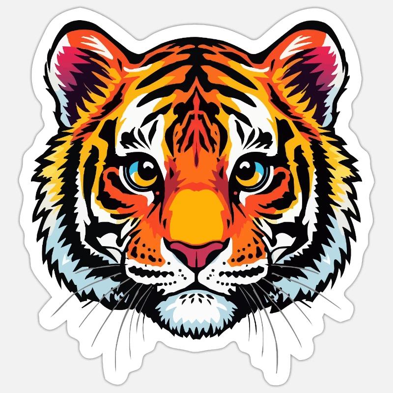 Cute tiger head - Sticker size S (10 x 10 cm) - white matte
