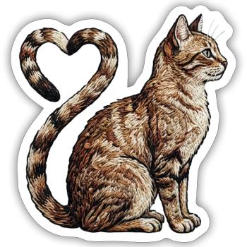 Katzenliebe im bestickten Look (gedruckt) - Sticker Größe S (10 x 10 cm) - Mattweiß - Vorne