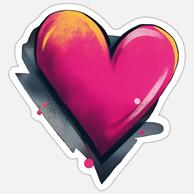 Graffiti de coeur - Sticker taille S (10 x 10 cm) - blanc mat