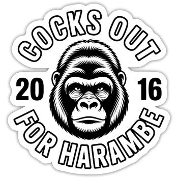 Dicks out for Harambe - Funny Meme T-Shirt - Sticker size S (10 x 10 cm) - white matte - Front