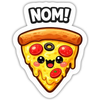 Kawaii Pizzastück Design - Sticker Größe S (10 x 10 cm) - Mattweiß - Vorne