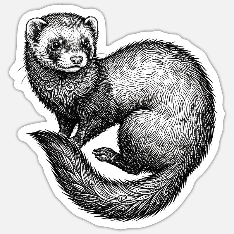 Frettchen - Sticker Größe S (10 x 10 cm) - Mattweiß