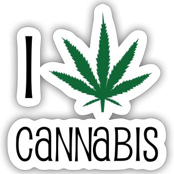 Ich liebe Cannabis - Sticker Größe S (10 x 10 cm) - Mattweiß - Vorne