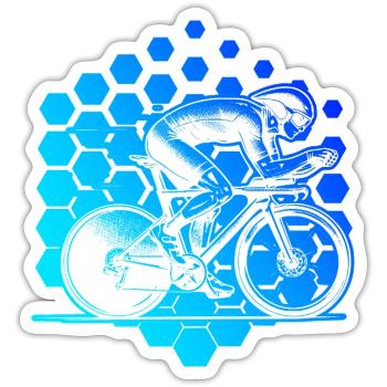 Motif classique du vélo de route - Sticker taille S (10 x 10 cm) - blanc mat - Devant