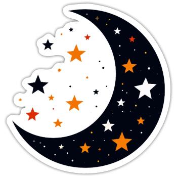 Moon and Stars Moon Star Pattern of Night Motif - Sticker size S (10 x 10 cm) - white matte - Front