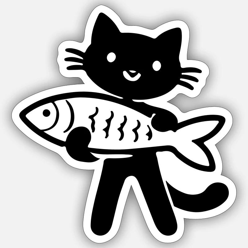 Cat Fish - Sticker size S (10 x 10 cm) - white matte