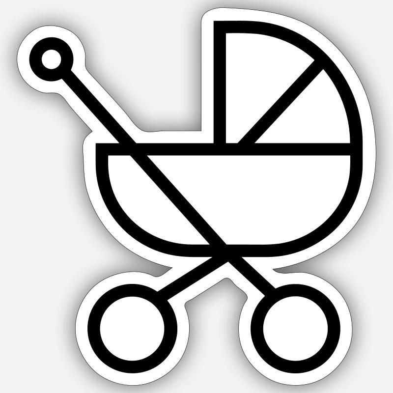 poussette - Sticker taille S (10 x 10 cm) - blanc mat