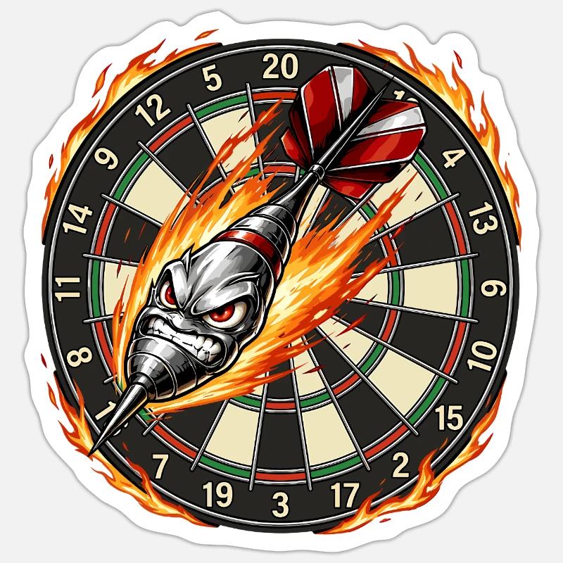 Flammenpfeil trifft Dartboard Sticker Größe S (10 x 10 cm)