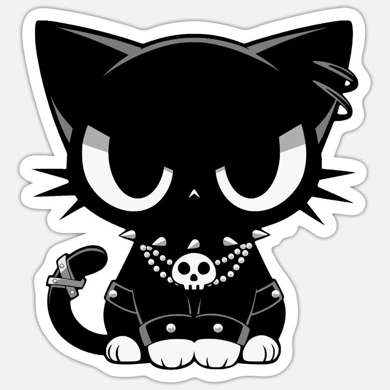 Goth Punk Cat - Sticker size S (10 x 10 cm) - white matte