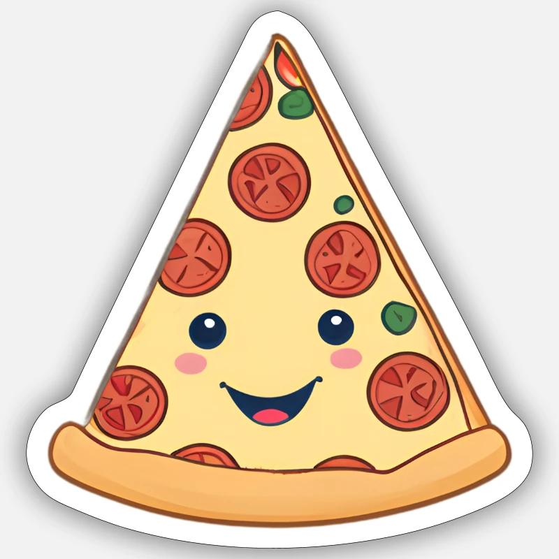 Tranche de pizza douillette - Sticker taille S (10 x 10 cm) - blanc mat
