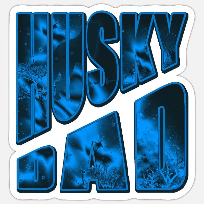 Husky Bad Neon Eisdesign - Sticker Größe S (10 x 10 cm) - Mattweiß