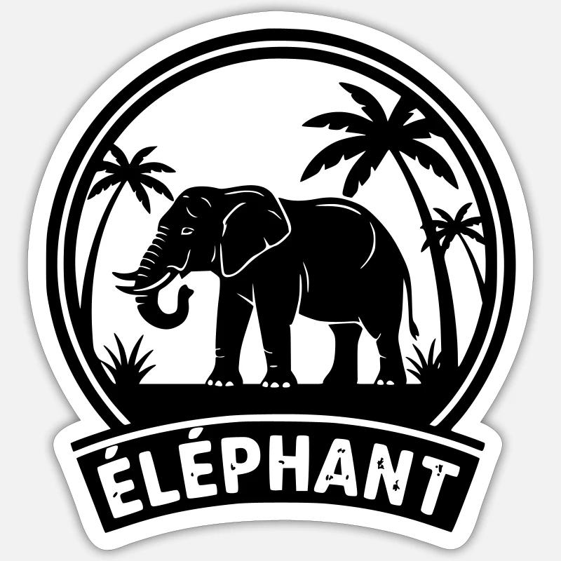 Éléphant  - Sticker taille S (10 x 10 cm) - blanc mat
