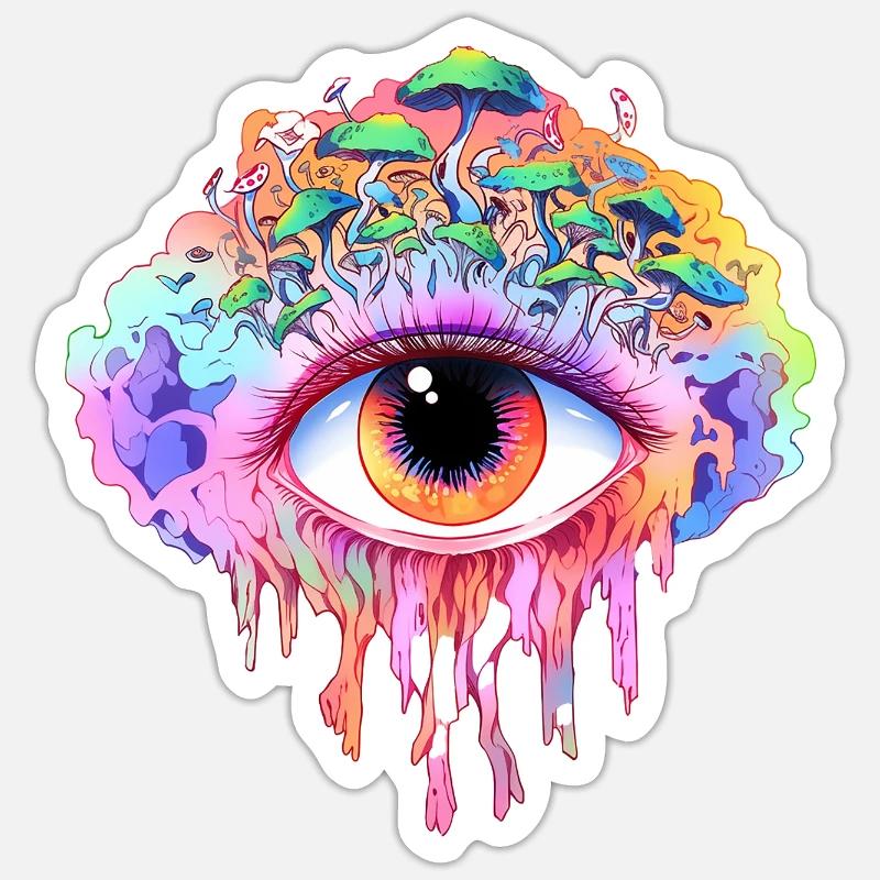 Regenbogenauge  - Sticker Größe S (10 x 10 cm) - Mattweiß