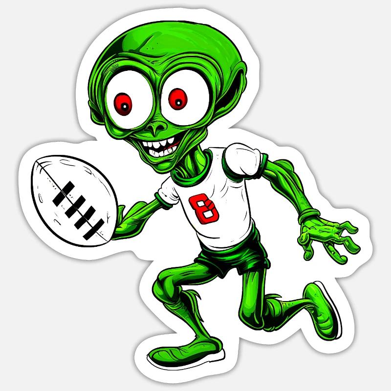Rugby Player Alien - Sticker size S (10 x 10 cm) - white matte