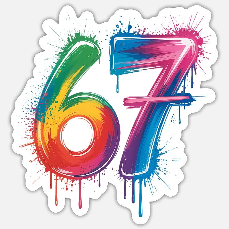 Six Sept Couleur Éclaboussure - Sticker taille S (10 x 10 cm) - blanc mat