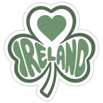 Ireland, Ireland Shamrock with Heart - Sticker size S (10 x 10 cm) - white matte - Front
