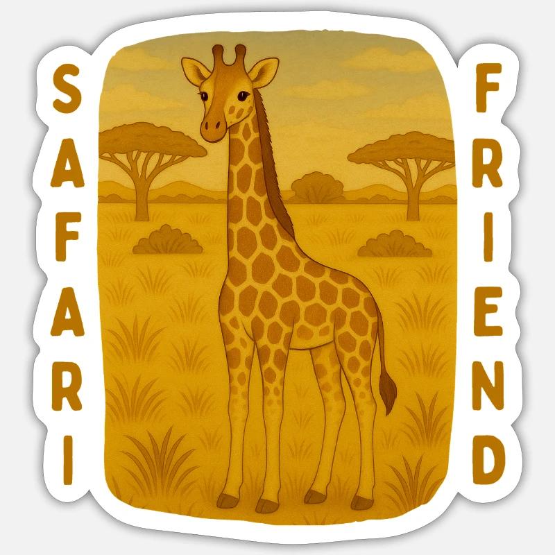 Girafe dans la savane dorée Sticker taille S (10 x 10 cm)
