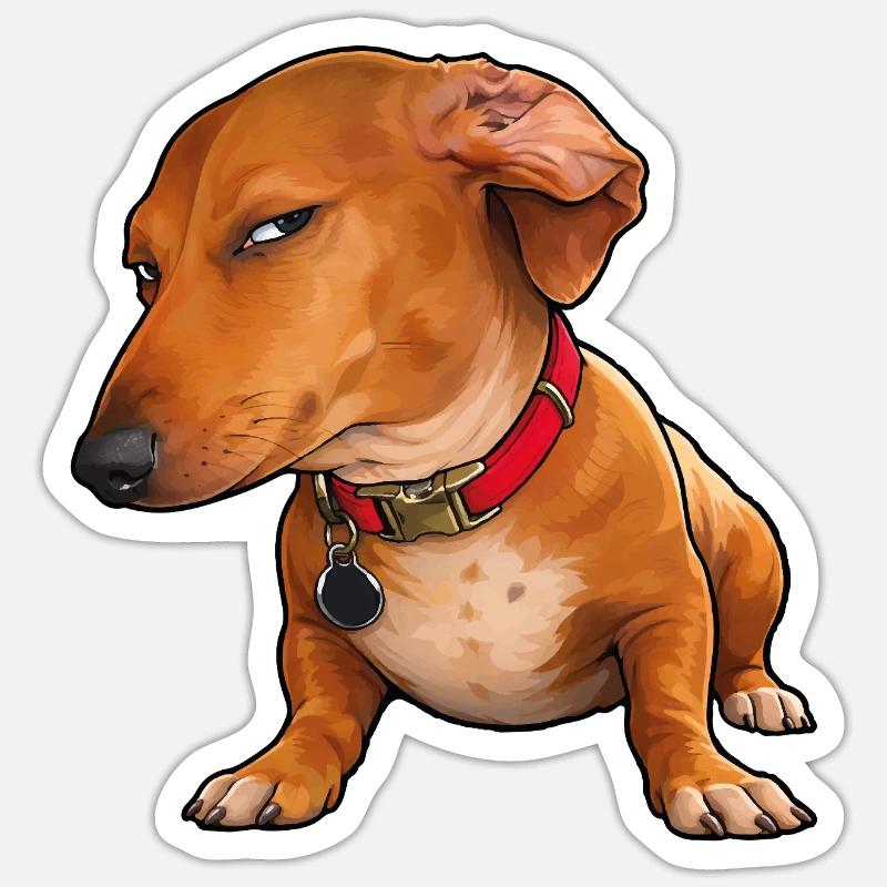 Regard de côté du teckel lundi - Sticker taille S (10 x 10 cm) - blanc mat