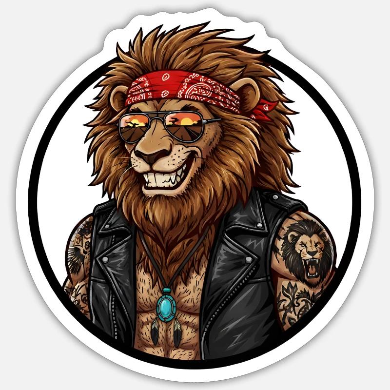 Löwenbiker Rock'n Roll Lederjacke - Sticker Größe S (10 x 10 cm) - Mattweiß