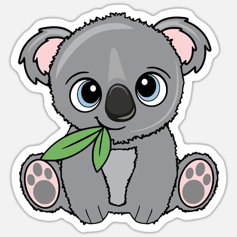 Small koala with leaf - Sticker size S (10 x 10 cm) - white matte