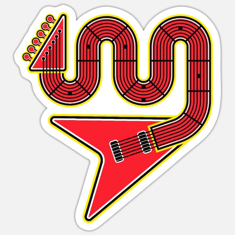 Guitare électrique Red Abstract Shape - Sticker taille S (10 x 10 cm) - blanc mat
