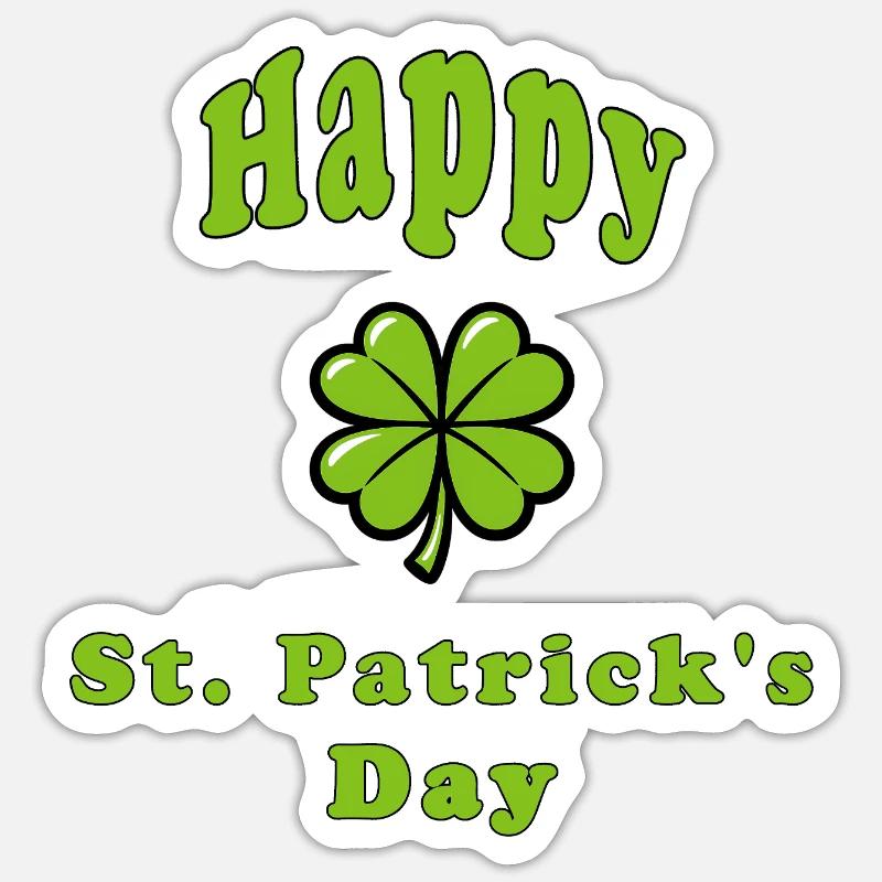 Bonne Saint-Patrick - Trèfle vert - Sticker taille S (10 x 10 cm) - blanc mat