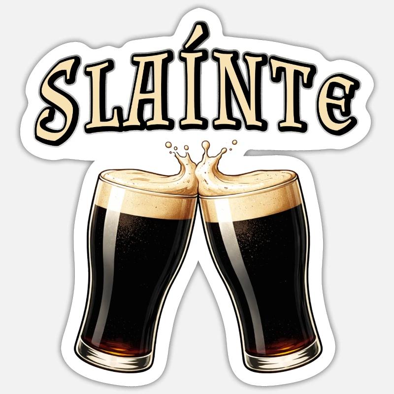 Sláinte - Irischer Trinkspruch mit Bier Sticker Größe S (10 x 10 cm)
