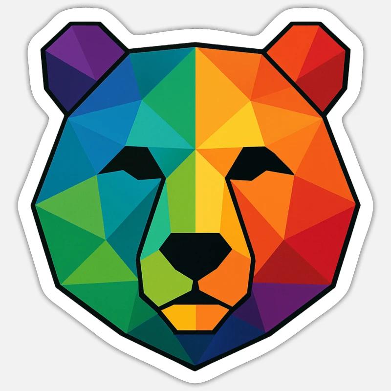 Ours low poly pop art coloré Sticker taille S (10 x 10 cm)