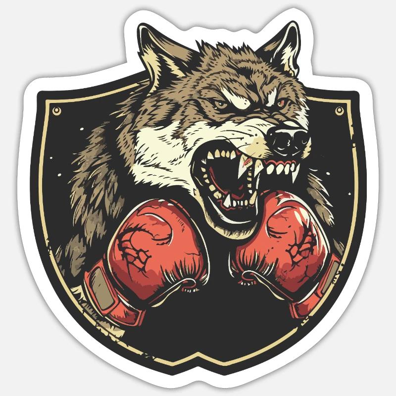 Wolf Boxer MMA - Sticker Größe S (10 x 10 cm) - Mattweiß