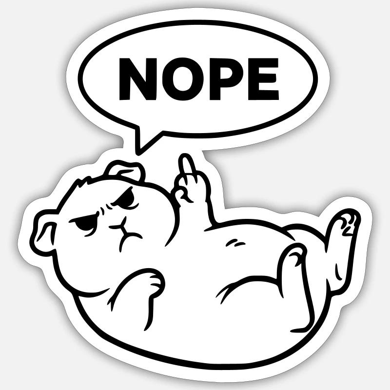 Rodent Guinea Pig Nope Black - Sticker size S (10 x 10 cm) - white matte