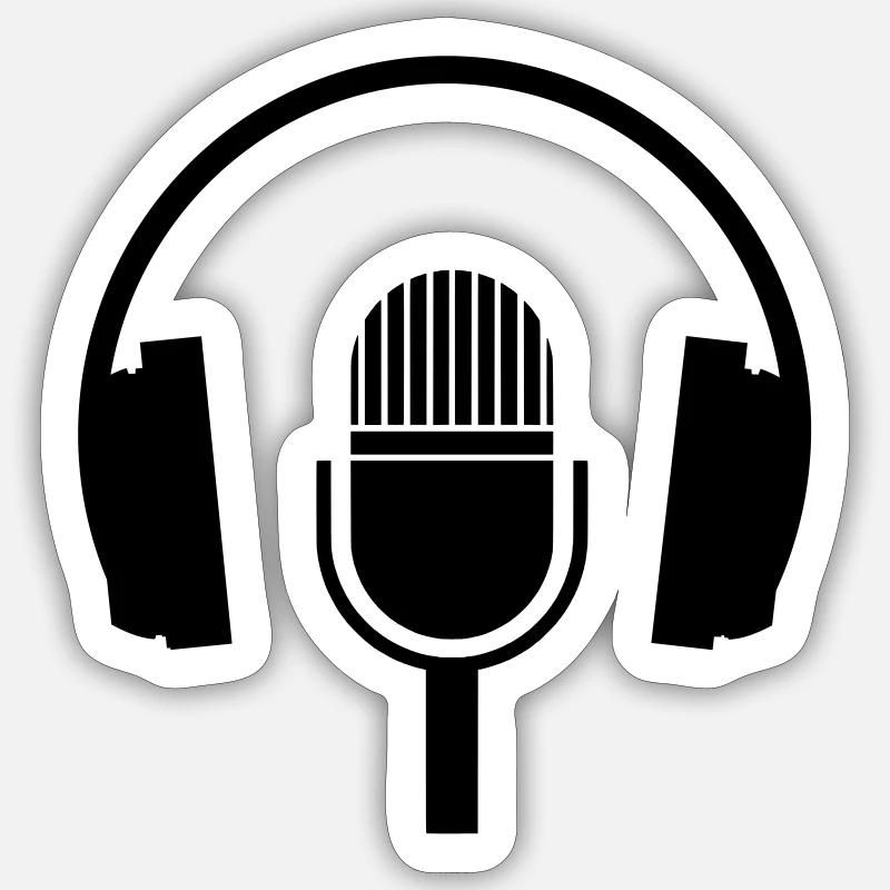 Casque Microphone casque - Sticker taille S (10 x 10 cm) - blanc mat