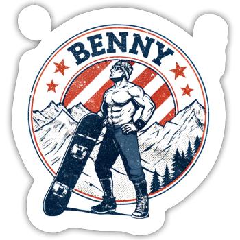 Benny, look vintage - Sticker taille S (10 x 10 cm) - blanc mat - Devant