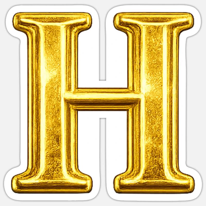Goldenes H Monogram - Sticker Größe S (10 x 10 cm) - Mattweiß