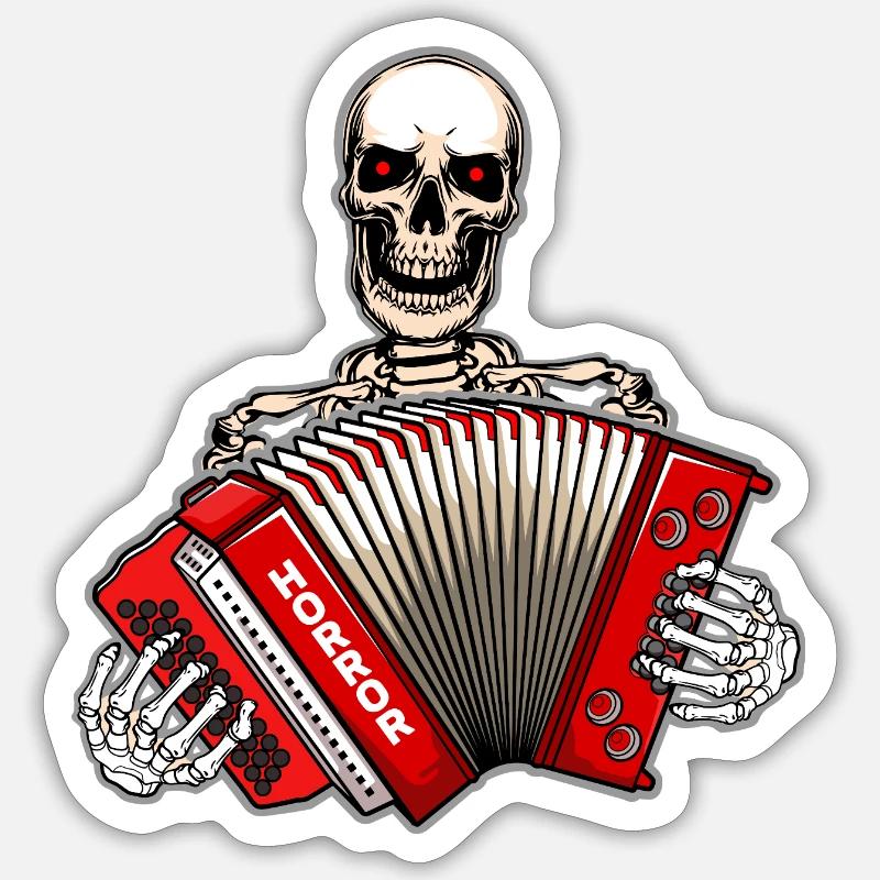 Styrian Harmonica Skeleton - Sticker size S (10 x 10 cm) - white matte