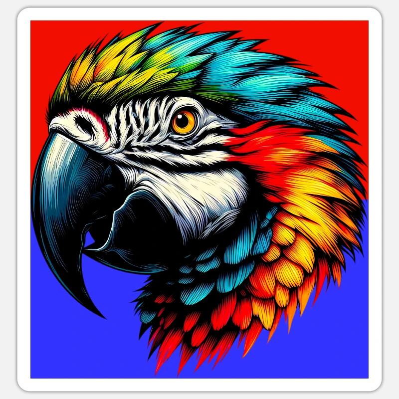 Papagei - Sticker Größe S (10 x 10 cm) - Mattweiß