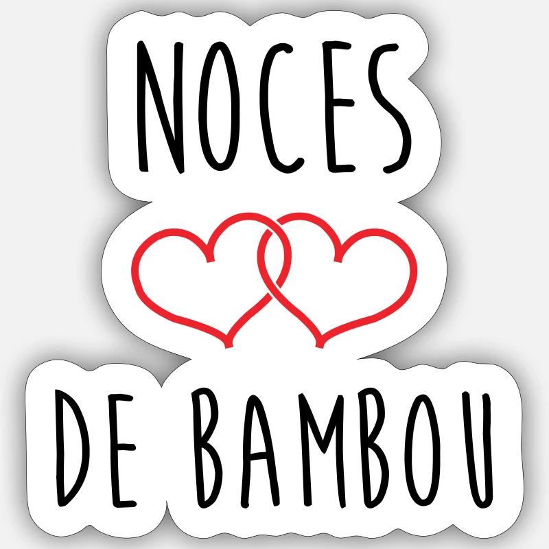 noces de Bambou 79 ans de mariage Sticker taille S (10 x 10 cm)