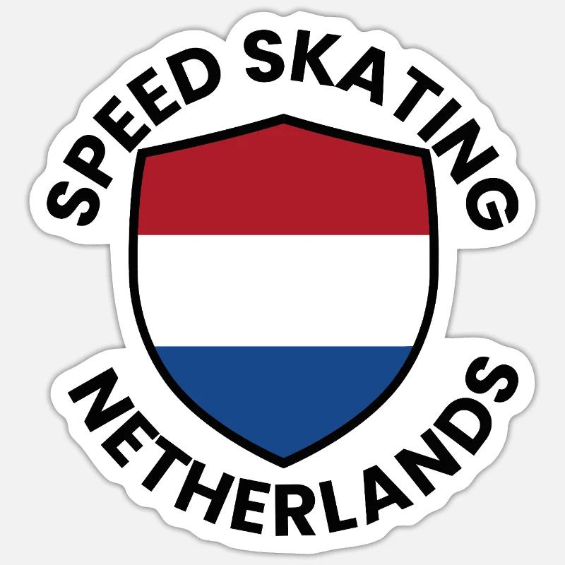 Speed skate Netherlands Shield - Sticker size S (10 x 10 cm) - white matte