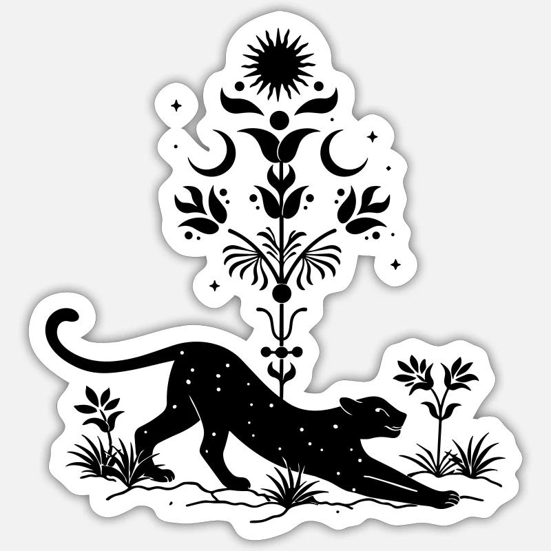 Cosmic Leopard Boho - Sticker Größe S (10 x 10 cm) - Mattweiß